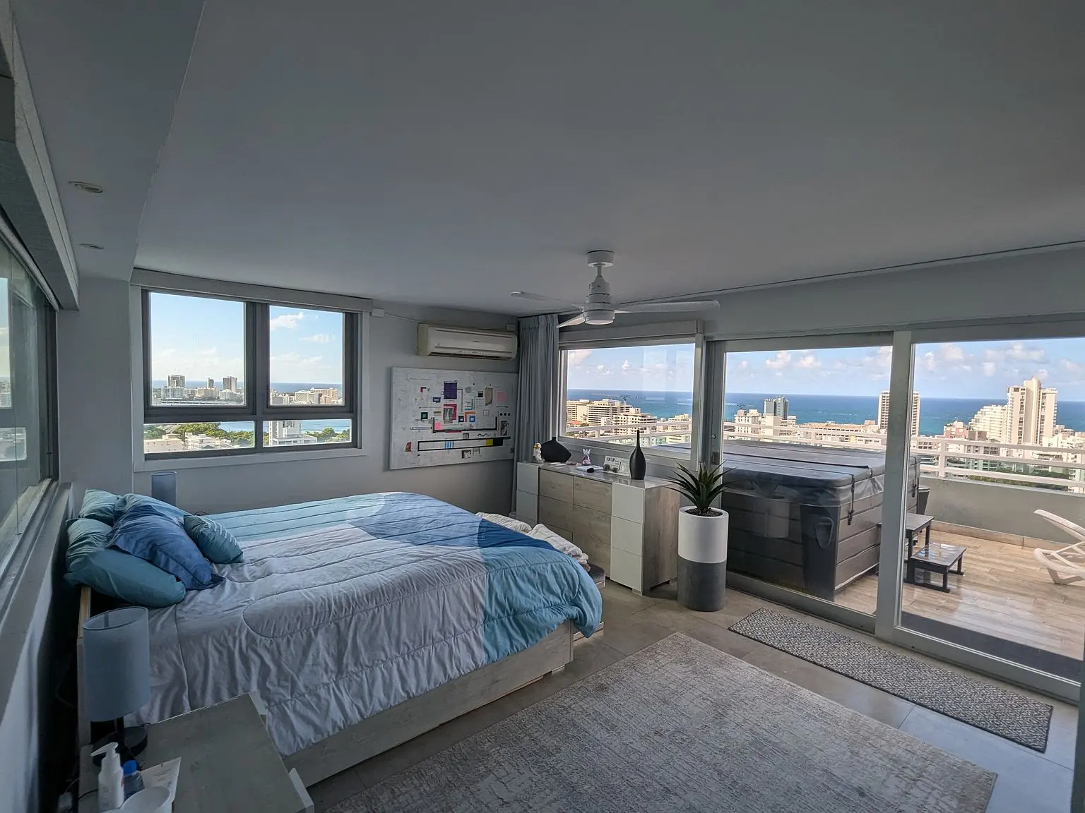 Bedroom with balcony doors